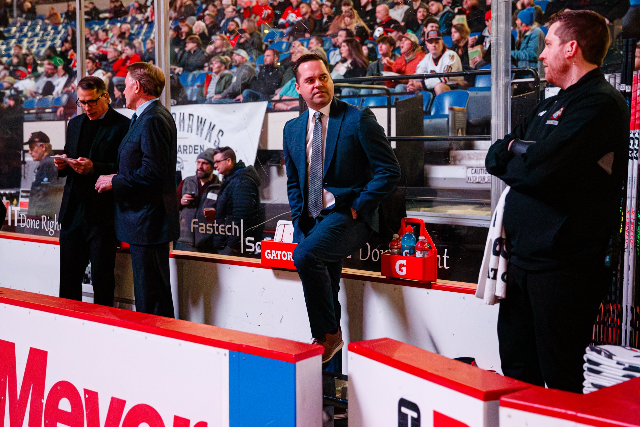 Kyle Gustafson on the Winterhawks bench